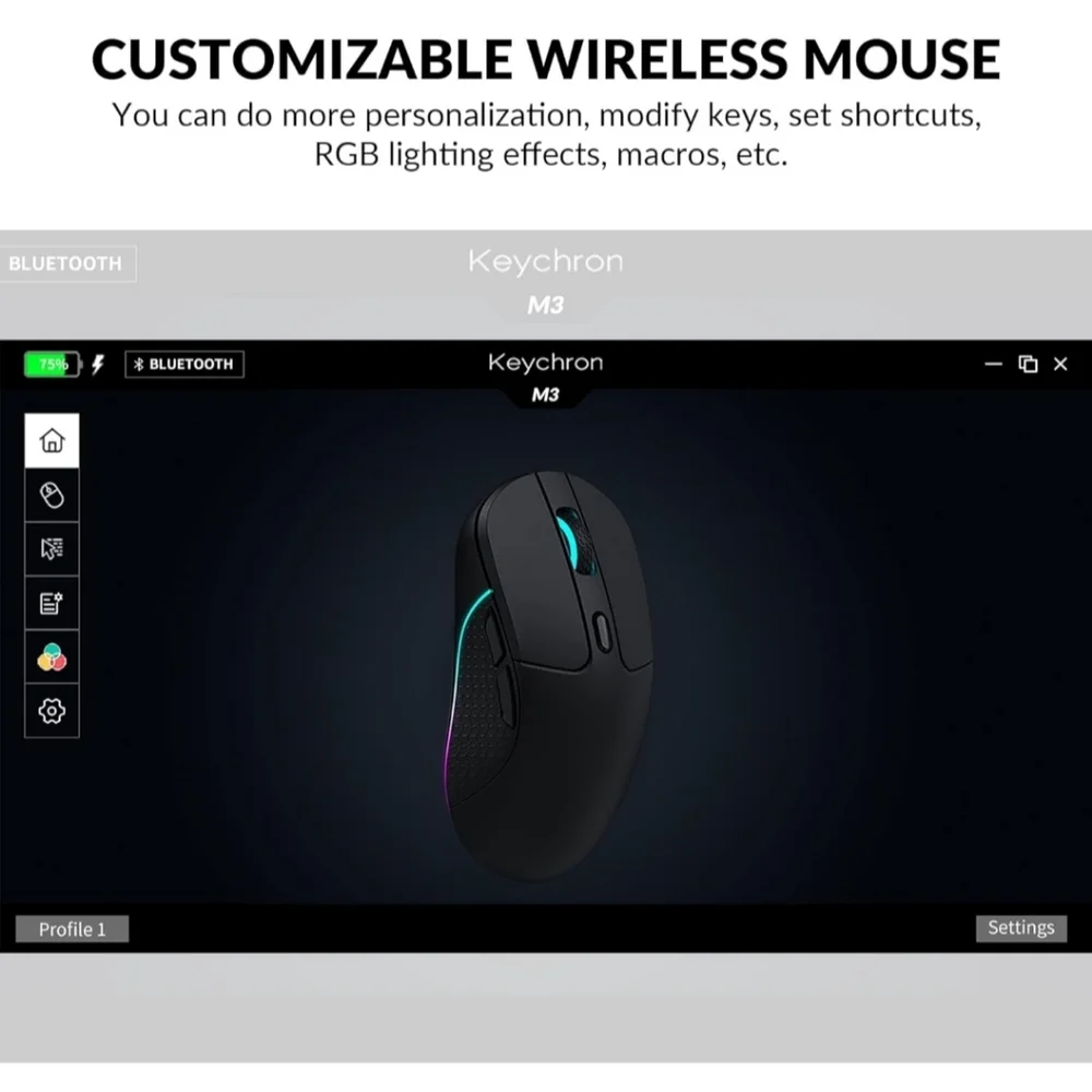 Wireless Mouse, PAW3395 Sensor with Programmable Macro Button 26,000 DPI Support
